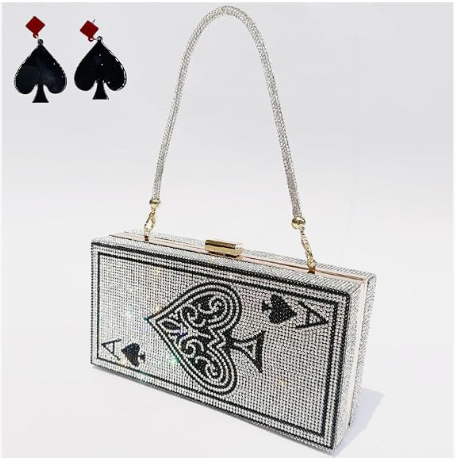 pearl&she Diamond Women Evening Handbags Purse Minaudiere Clutch Bag,Stack of Cash Dollars Crystal Clutch Purses