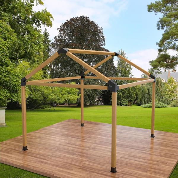 Heavy Duty 30° Slanted Roof Wall Mount 4x4 Pergola Bracket Kit Angled Construction Pergola Hardware for Outdoor Wood Gazebo Sheds