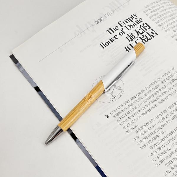 Environmental Multi Color Press Type Bamboo Ball Pen Printing Logo Click Ballpoint Pen