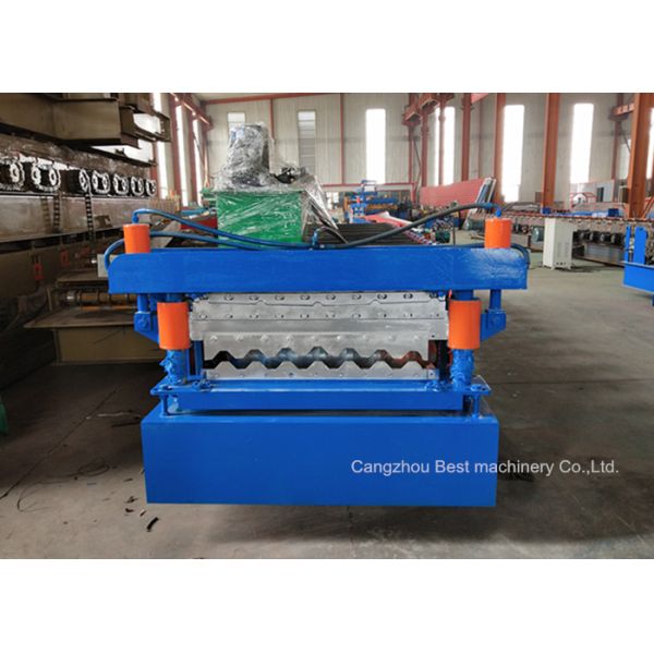 PLC Control Double Profile Roofing Sheet Roll Forming Machine 8-12m/Min Speed production