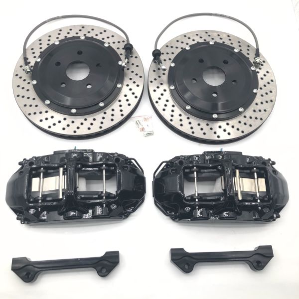 380*34mm Perforated Brake Disc 6 Pot Black Alloy Caliper