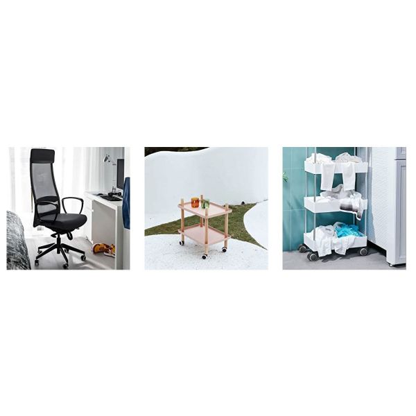 Black Nylon Office Chair Castor Wheels with Top Plate Mounting