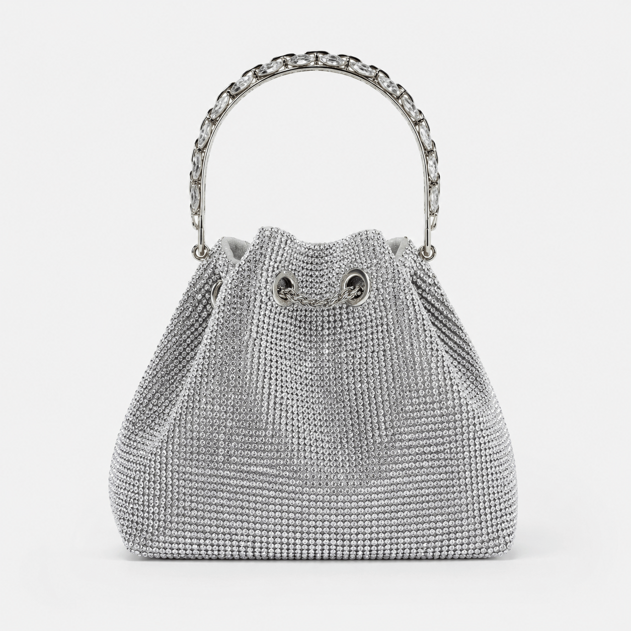 Luxury Crystal Evening Bucket Handbag – Sparkly Rhinestone Party Purse with Rigid Crystal Top Handle