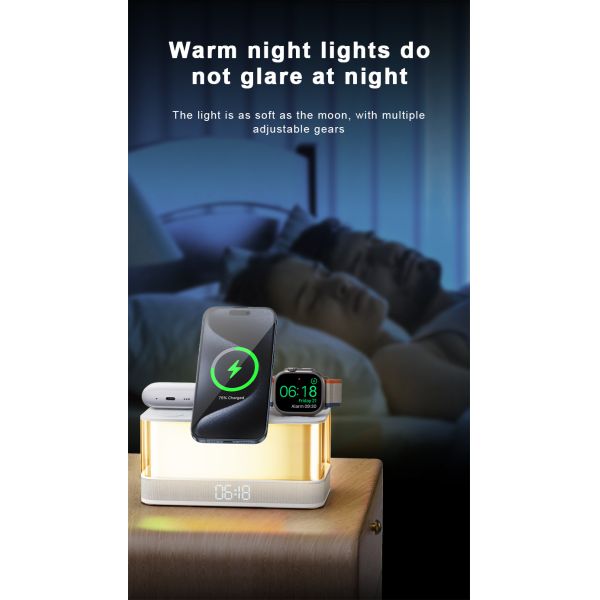 Беспроводное зарядное устройство с поддержкой Qi и динамик Bluetooth с яркими огнями Совместимость устройств с поддержкой Qi