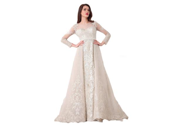 Sexy Off Sholder Ladies Evening Dresses , Muslim Wear Long Sleeve Ball Gown