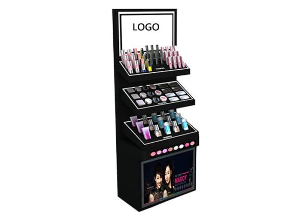 Elegant Retail Makeup Display Stand Delicate With Healthy Black Paint Material