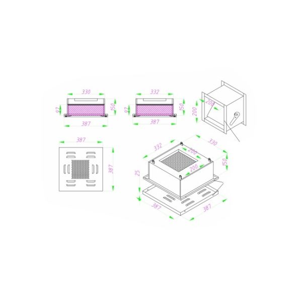 1500m3/H Cleanroom Air Outlet Hepa Filter Color Plate HEPA  Grade