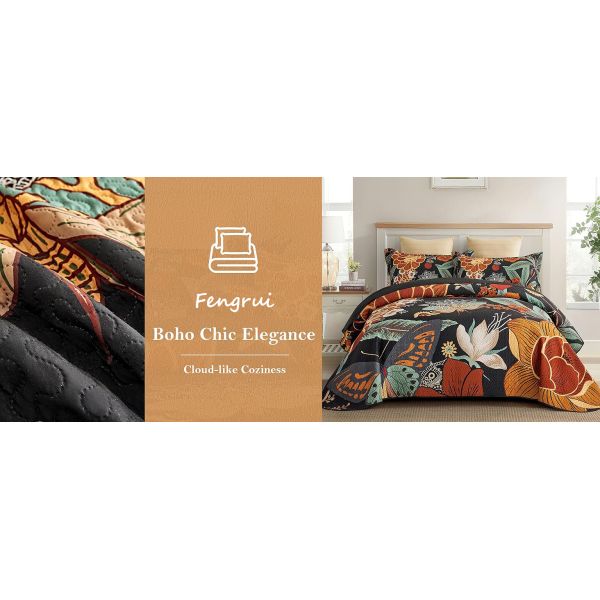 Reversible Farmhouse Botanical Lightweight Microfiber Bedding Quilts Set for All Season