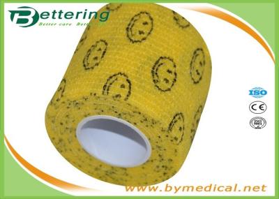Flexible Medical Elastic Vet Wrap Bandage Self Adhesive With Smile Face Printing