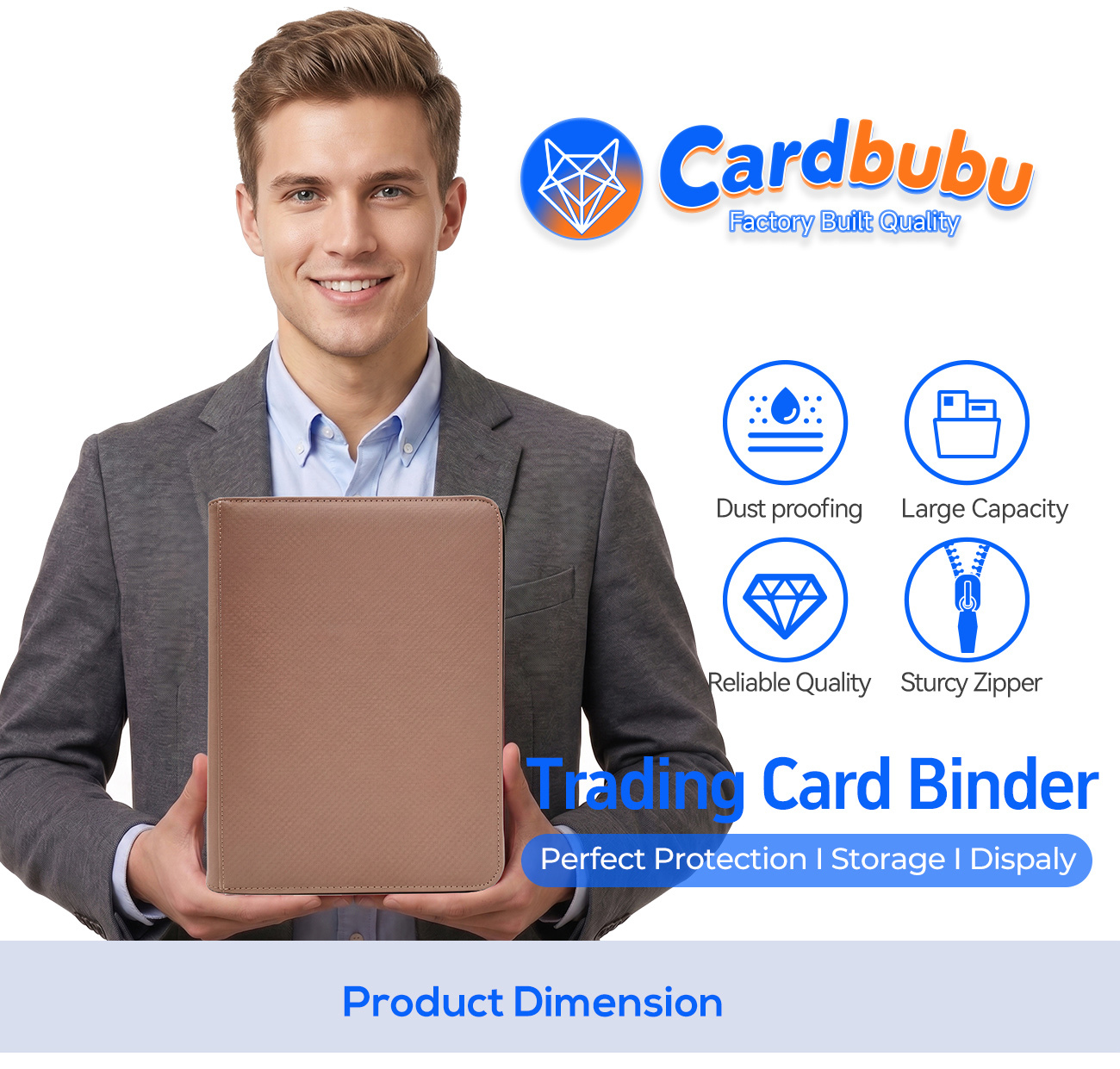 Integrated Big Pokemon Card Binder Zipper Eco Trading Card Holder Book