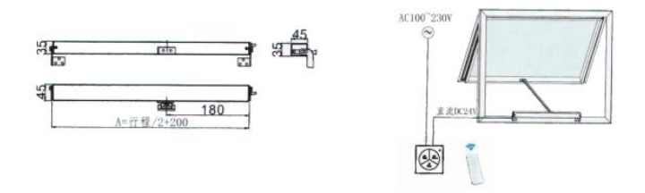 Remote Control Electric Window Opener with 100mm-1200mm Stroke and 400N Force for Skylights & Greenhouses Featuring IP32 Protection