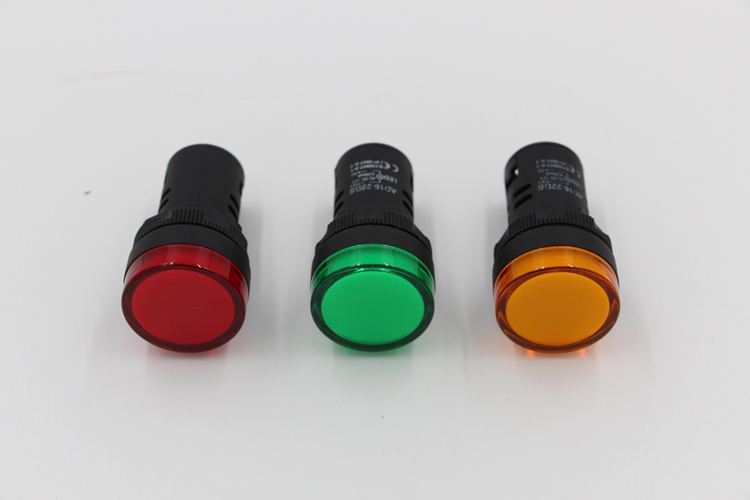220 Volt LED Indicator Lights Red/Yellow/Green LEDs Plastic Material 22mm Mounting Hole IP44 Rated Screw Terminal Connector for