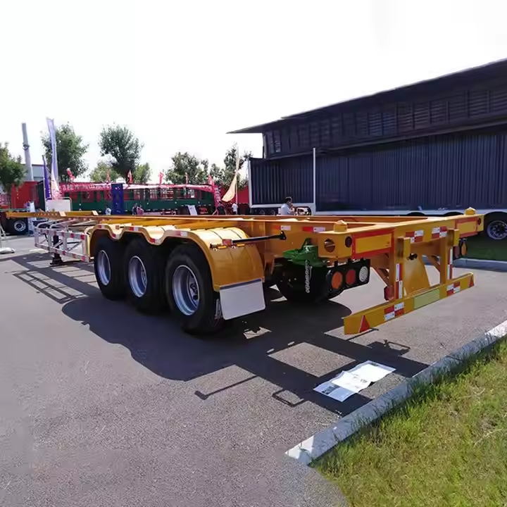 CIMC 3 Axles 12 Units Tires 12400*2480*1560mm Mechanical Or Air Suspension 60T Payload Skeletal Trailer