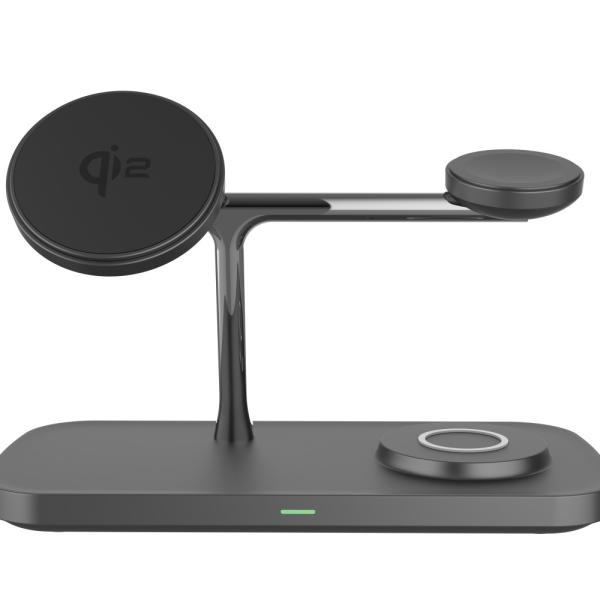 All in 1 Qi 2 Zinc Alloy Wireless Charger with 15W Power LED Indicator for Smartphones Earbuds Watches