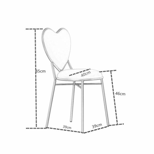 Love Shape Dressing Iron Art Nordic Style Dining Chairs , Scandinavian Style Dining Chair