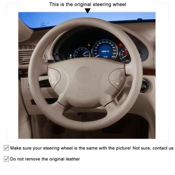 Mercedes-Benz W210 E280 2007-2009 PU Leather Black DIY Car Wrap Steering Wheel Cover