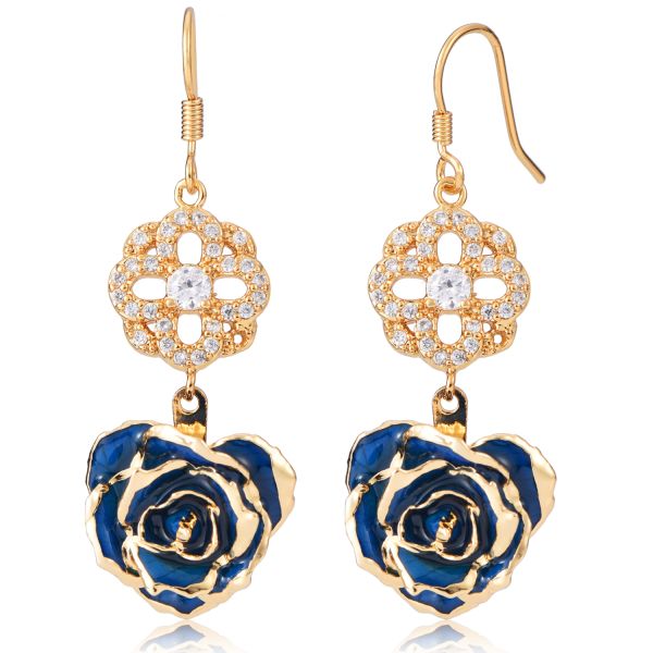 24k Gold Plated Rose Earrings Gifts Woman's  Rose  Earring Wholesale for Christmas  Valentine
