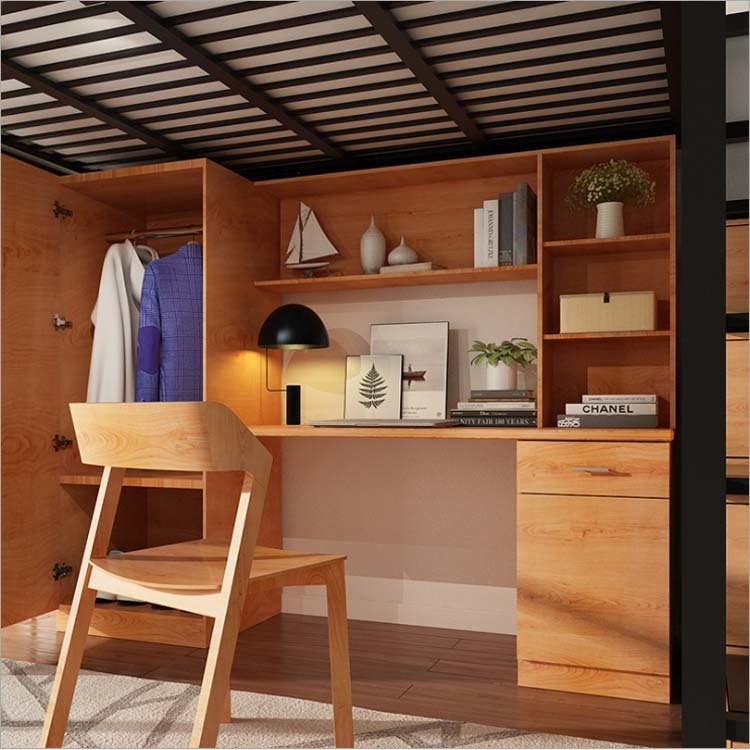 Mail Packing N Full Loft Bed with Desk Cabinet and Lockers