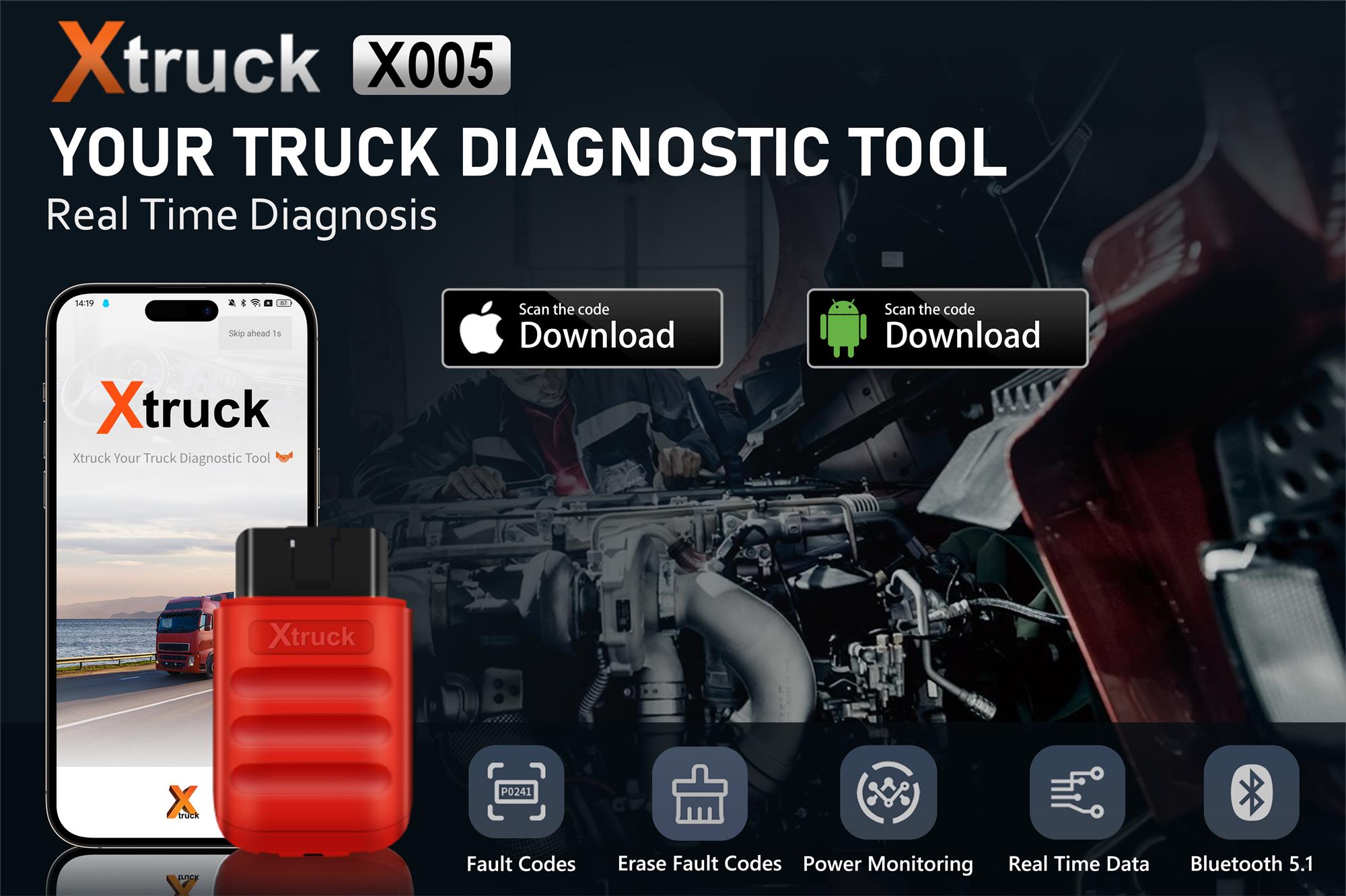 Xtruck X005 Интеллектуальный Диагностический ЭКУ Быстрый мигающий для SHACMAN, SINOTRUCK, DongFeng, FAWDE