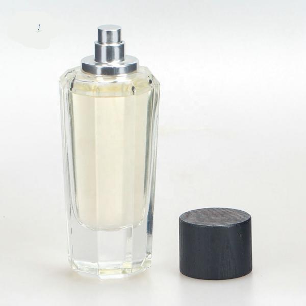 high-grade glass glass perfume bottle with wooden magnet cap and pump spray