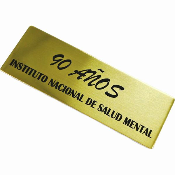 Custom Aluminum Golden Nameplate Black Text Printing Metal Label With 3M Adhesive
