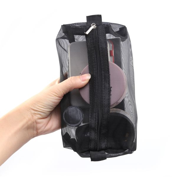 Cheapest 4PCS in 1 Cosmetic Bag For Women Zipper Mesh Separable Cosmetics Pouch Ladies Foldable Nylon Bag Rope Makeup Bag