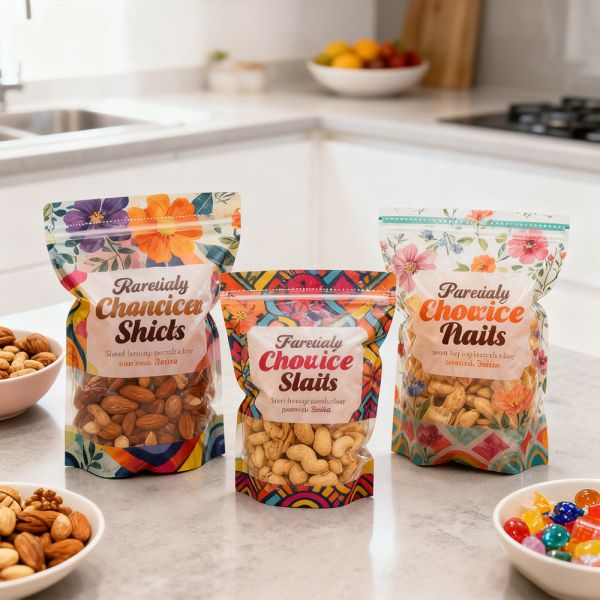 Customized Color Food Grade Aluminum Foil Nut Bag with Zipper Lock Moisture Proof Freshness Crispy Salty Fragrant Plastic Bag