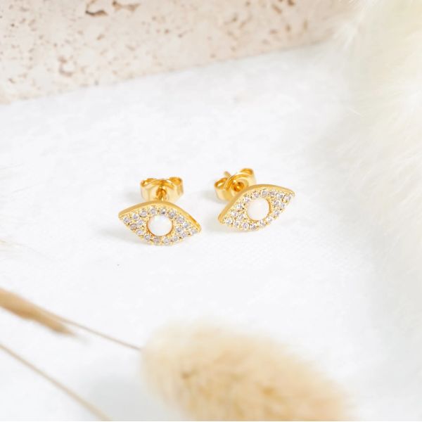 925 Silver Stud Earrings OEM ODM Opal Stud Earrings Gold Plated