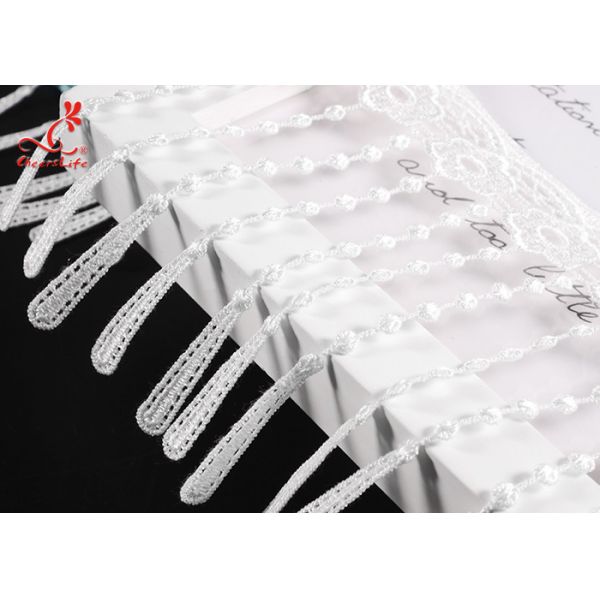 лента отделки края химиката шнурка полиэстера 12Cm расстворимым в воде белым вышитая Tassel