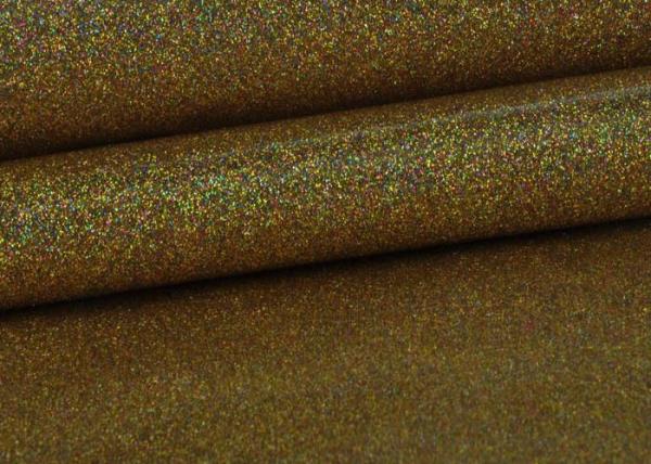 Synthetic Mirror Leather Glitter Fabric Roll / Gold Glitter Fabric 0.4mm Thickness
