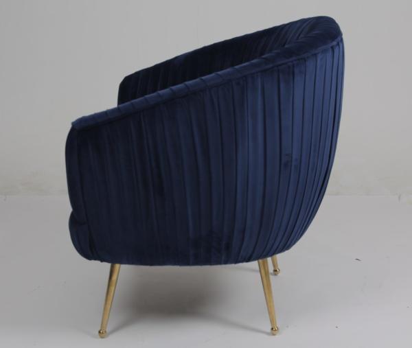 Modern Blue 88CM Velvet Fabric Armchair With Stainless Steel Legs