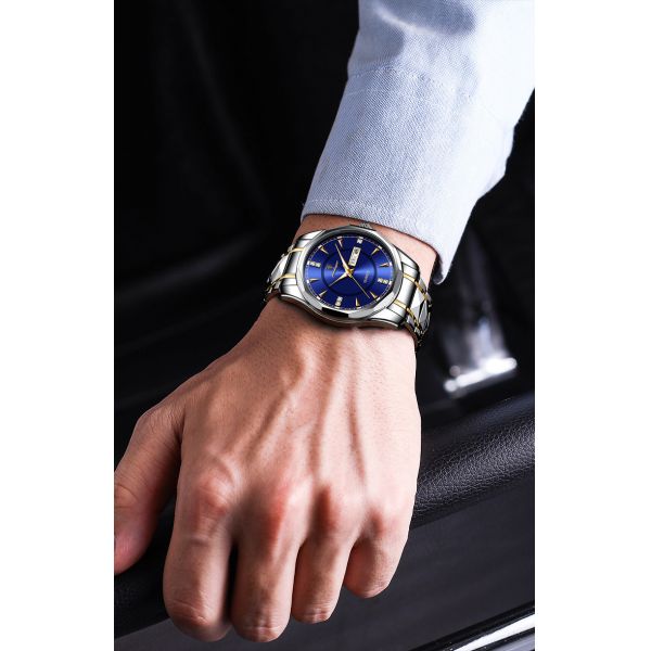 Tungsten Steel Calendar Quartz Watch Waterproof Men'S Wrist Watches