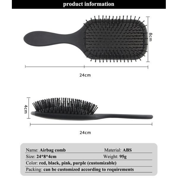 Streamlined Handle Scalp Massage Comb Customized Color ABS Airbag Comb