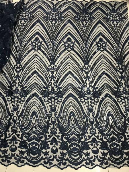Wedding Dress Sequin Lace Fabric / Floral Embroidered Mesh Fabric
