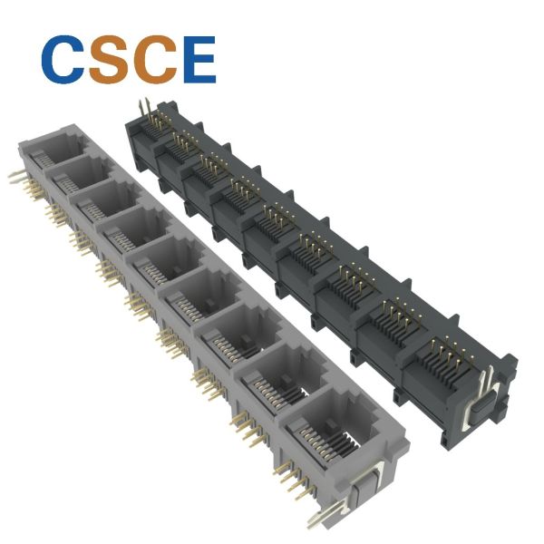 5225 Series 1x9 Ports 8P8C Multiple-Port RJ45 Connector Ethernet Jack 90 Degrees