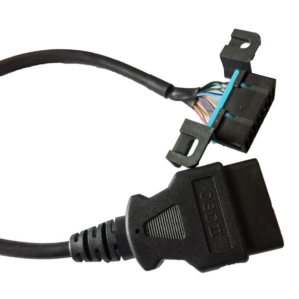 Length 30cm Black OBD II Connector Cable , 16 Pin Male To Female OBD Wire Harness