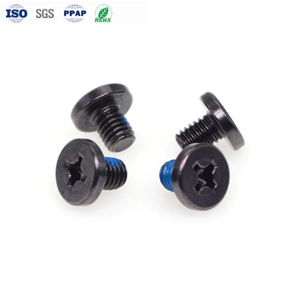 M0.8 M1.0 Micro tornillos Acero de carbono Negro Níquel Cruce Micro Fijaciones Placas de circuito adhesivo