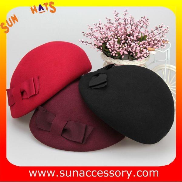 Hot sale Fashion 100% Australia wool felt ladies beret hats ,Red beret  hats with adjustable band