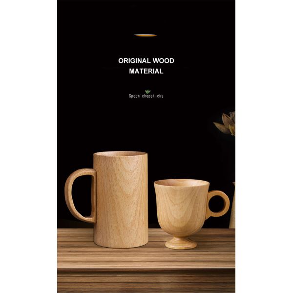 Japanese Creative Wooden Coffee Mug Household Solid Wood Handle Handy Cup