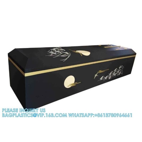 Japanese Plywood Casket Wooden Coffin With Flower Painting Casket Wooden Coffin OEM Japanese Wooden Coffin