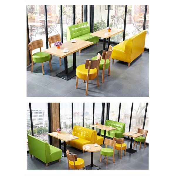 Popular Design Milk Tea Shop Booth Sofa Seating Customized Dining Table and Chairs for Restaurant Commercial Furniture for Cafe