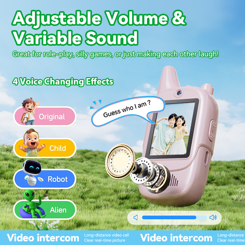 Newest Portable Children Walkie Talkie for Kids 2 Pack in Set With  2 Inch IPS Screen Video Intercom As Birthday Christmas Gifts