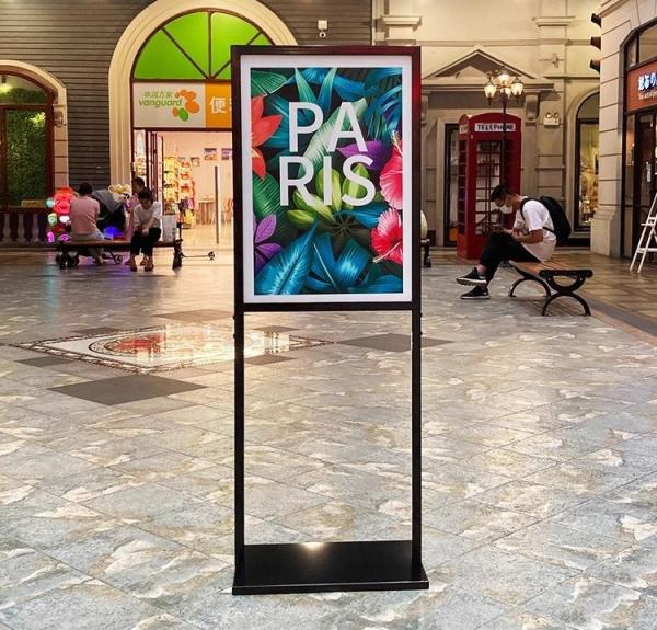 Two Poles Poster Stand Display White 60x80cm Floor Standing Sign Holder Billboard