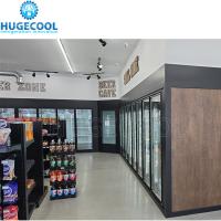 Commercial marche dans le congélateur refroidisseur avec porte automatique en verre rebond et compresseur à rouleaux
