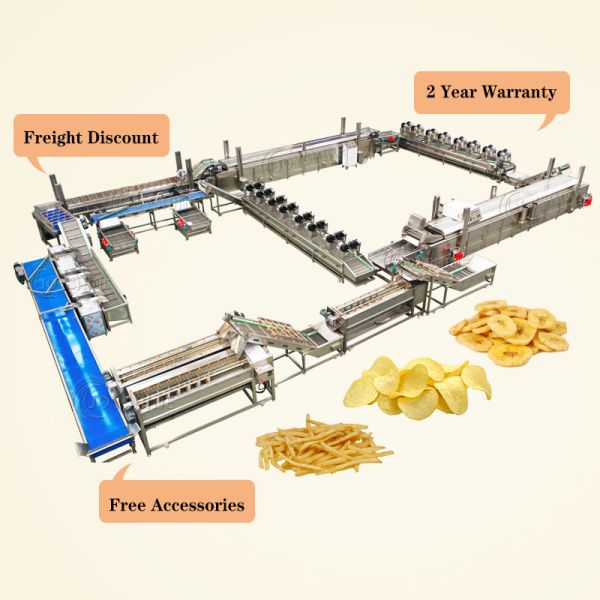 Hotels 500kg/H Automatic Potato Banana Chips Making Machine French Fries