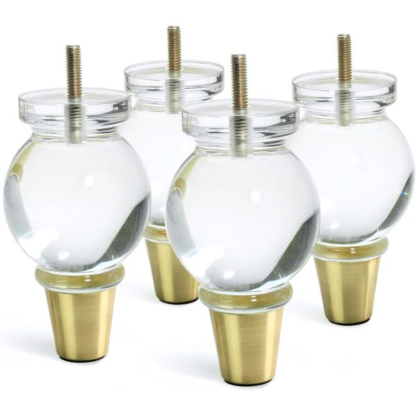 Piernas de cristal transparente exquisito de plexiglás Piernas de muebles acrílicos para el armario de sofá cama