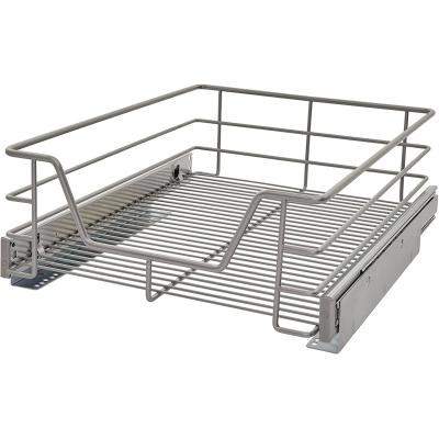 400mm Electroplating Iron Steel Three Shelves Drawer Basket For Cabinets