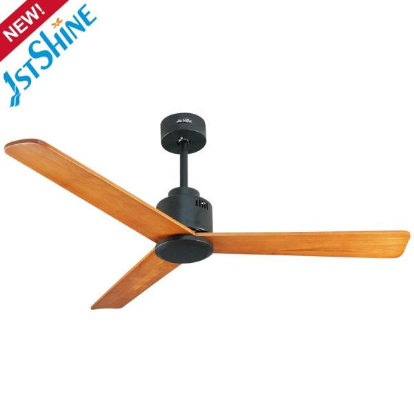 Grande ventilador de teto de fluxo de ar com lâminas de madeira curvada sem feridas e tecnologia inteligente