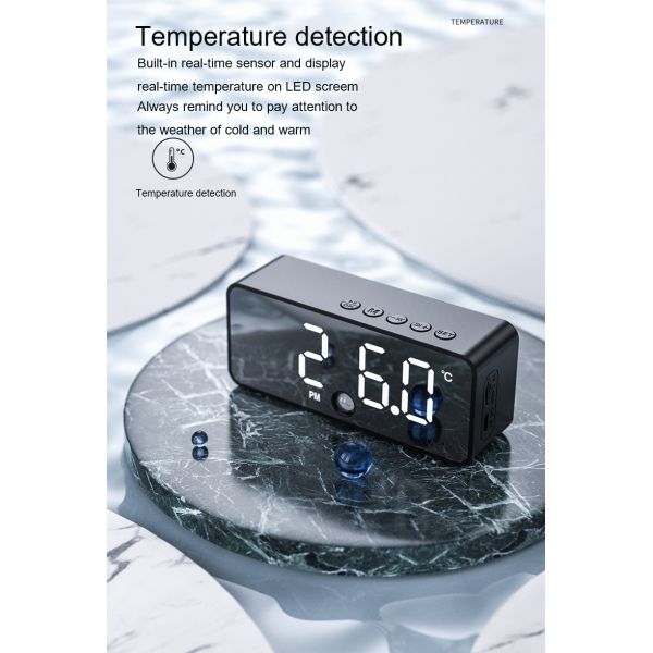IPX4 Wireless 5.0 Bluetooth Speaker With LED Display Alarm Clock