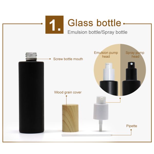 20g 50ml 37mm Glass Jar Cosmetic Packaging 4 Oz Frosted Glass Spray Bottle